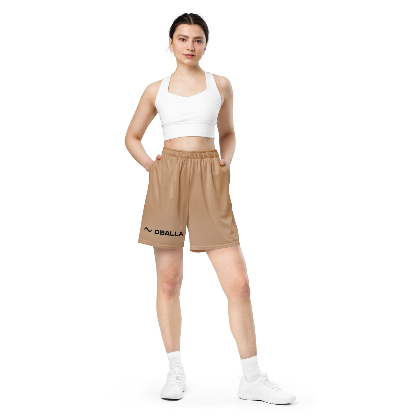 DB4200SHT-BRWN Unisex mesh shorts with side pockets